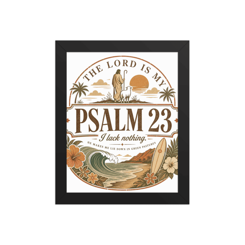 PROTOTOKOS — The Lord Is My Shepherd Surf Framed Poster